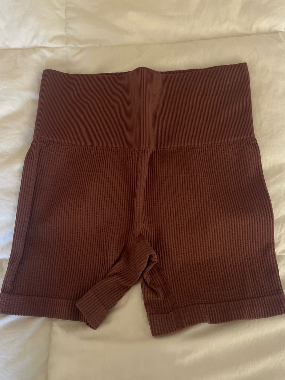 Colsie Women's Ribbed High-Waist Bike Shorts - Chocolate Brown
